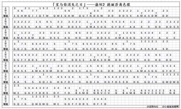 原神星与你消失之日琴谱