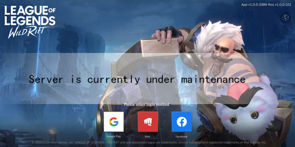 LOL手游Server is currently under maintenance,please try again later解决办法