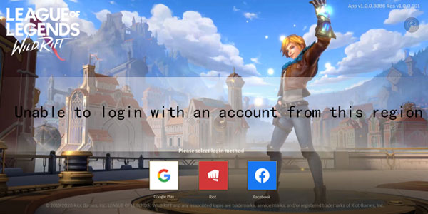 Unable to login with an account from this region什么意思