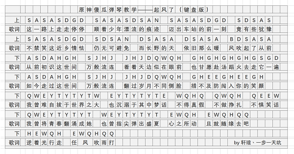 原神起风了琴谱