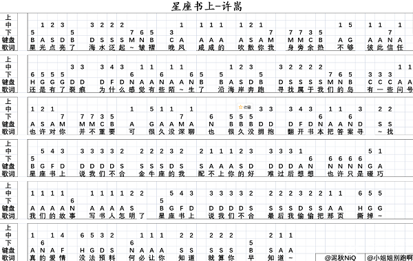 光遇星座书上琴谱