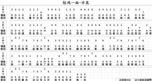 原神惊鸿一面琴谱