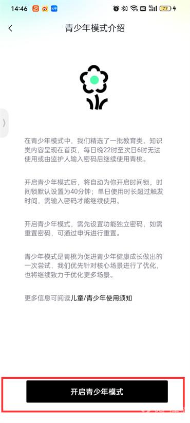 青桃青少年模式怎么开启