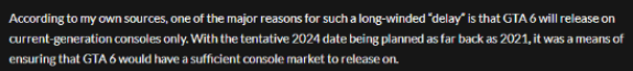 曝GTA6仅登陆次世代主机